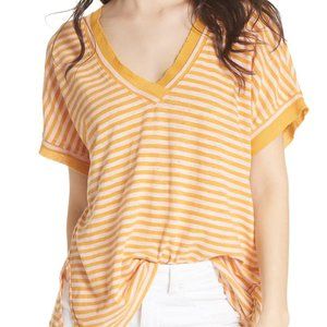 Free People Take Me Tee Yellow Striped Siz…